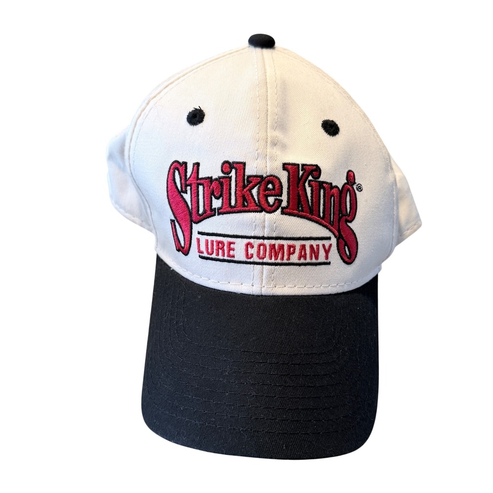 Strike King Lure Company Fishing Hat White Black‎ Adjustable Outdoor Cap Mens